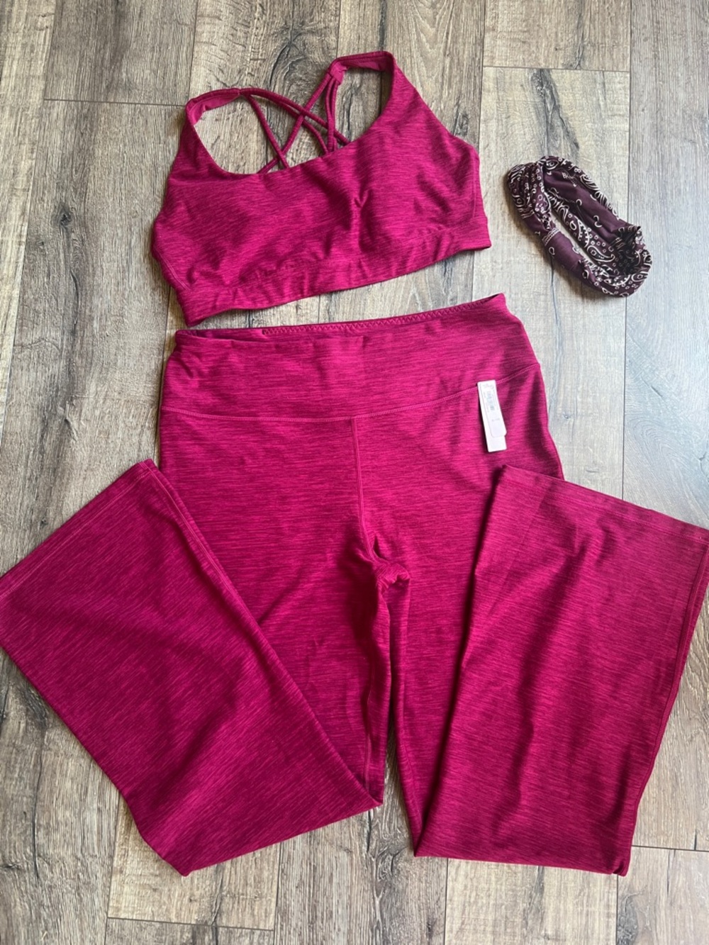Victoria’s Secret Wine colored Bra Top & Flared leggings